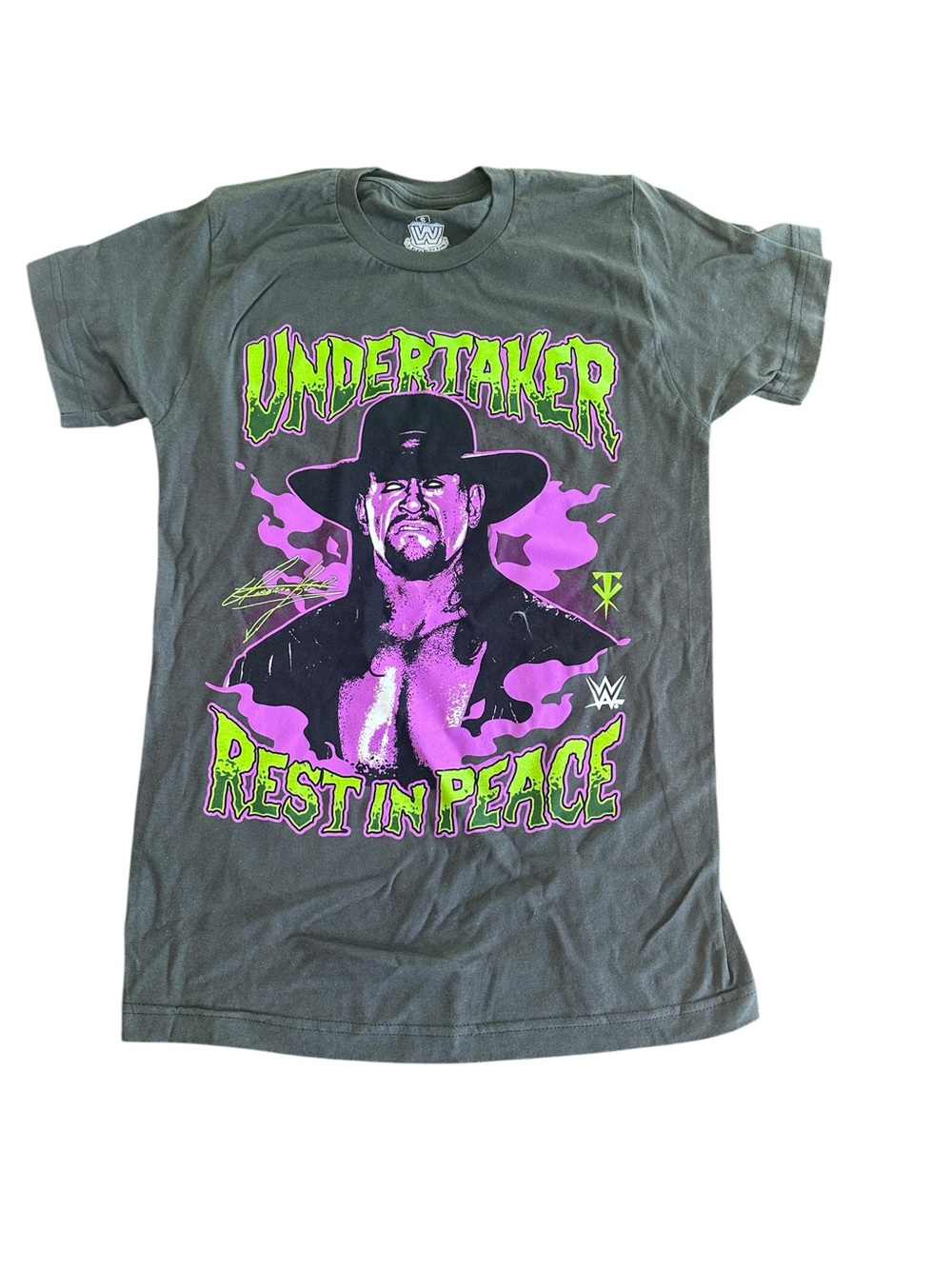 WWE Undertaker 'Rest In Peace' Graphic Tee - Black with Neon Purple